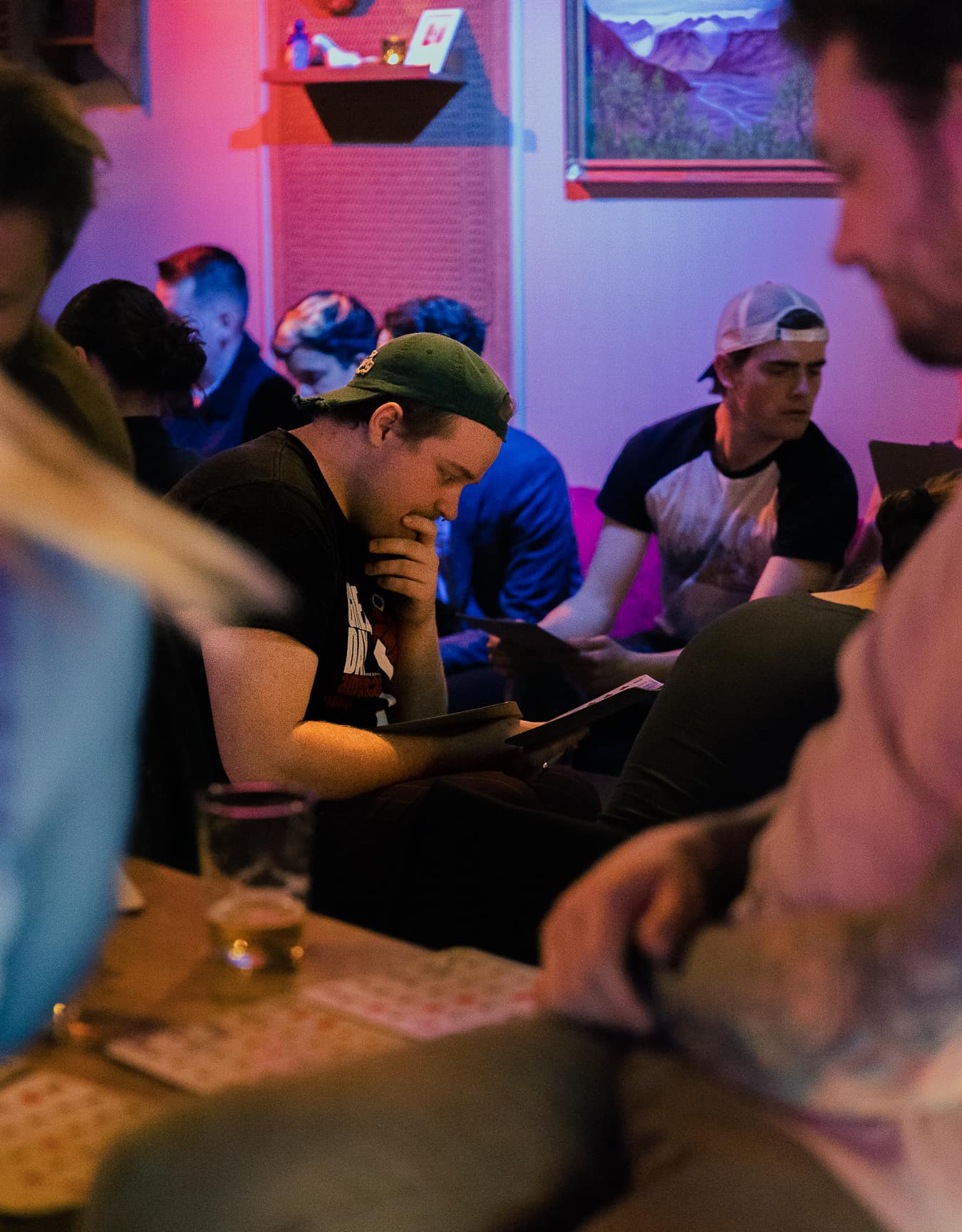 A wide view across the room during an event